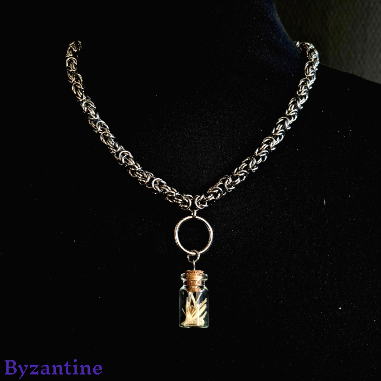 Chainmail Necklace with Vial of Bones