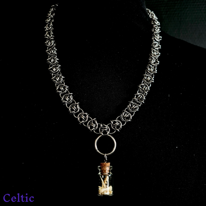 Chainmail Necklace with Vial of Bones