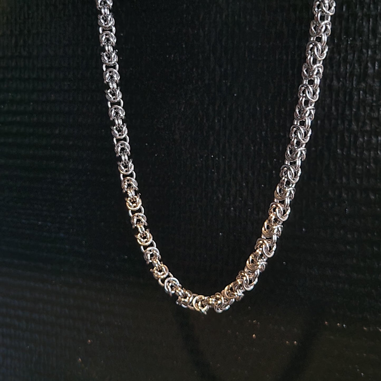 Handmade Stainless Steel Byzantine Chainmail Necklace: Gothic Unisex Jewelry