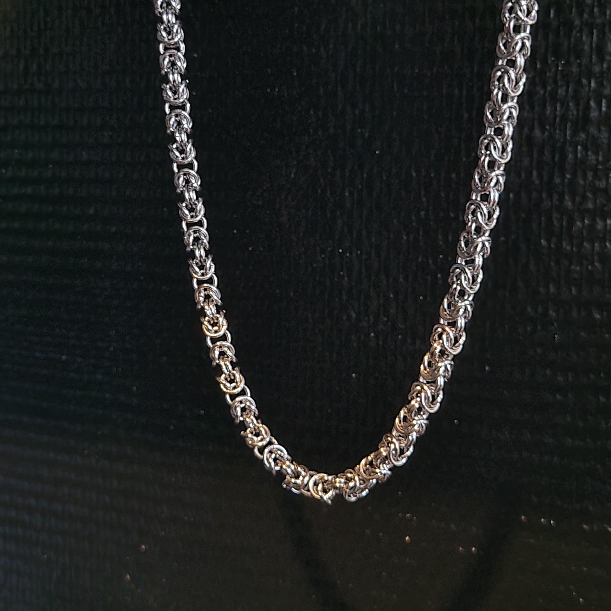 Handmade Stainless Steel Byzantine Chainmail Necklace: Gothic Unisex Jewelry