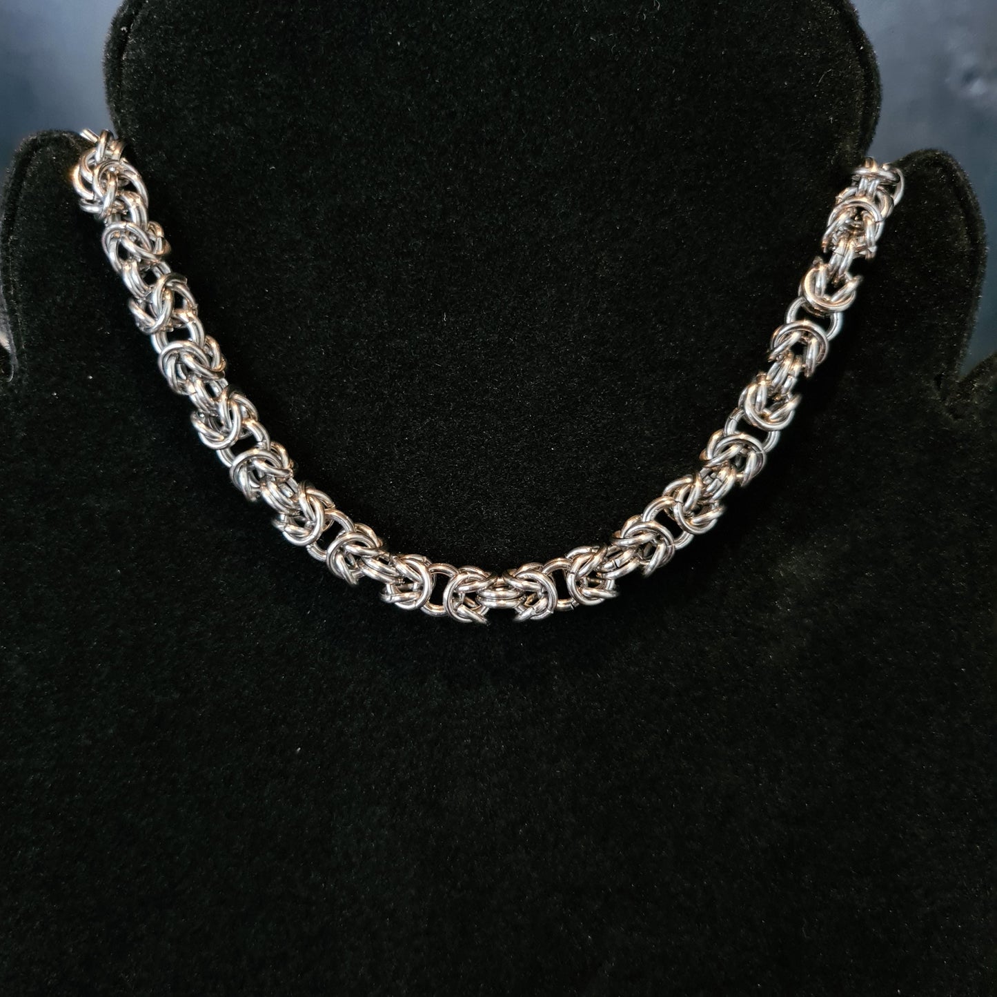 Handmade Stainless Steel Byzantine Chainmail Necklace: Gothic Unisex Jewelry