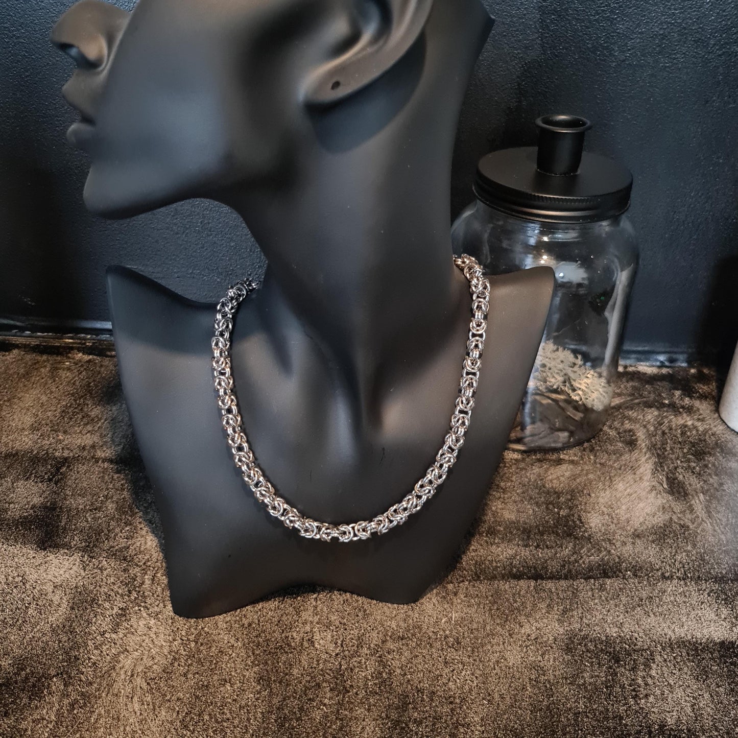 Handmade Stainless Steel Byzantine Chainmail Necklace: Gothic Unisex Jewelry