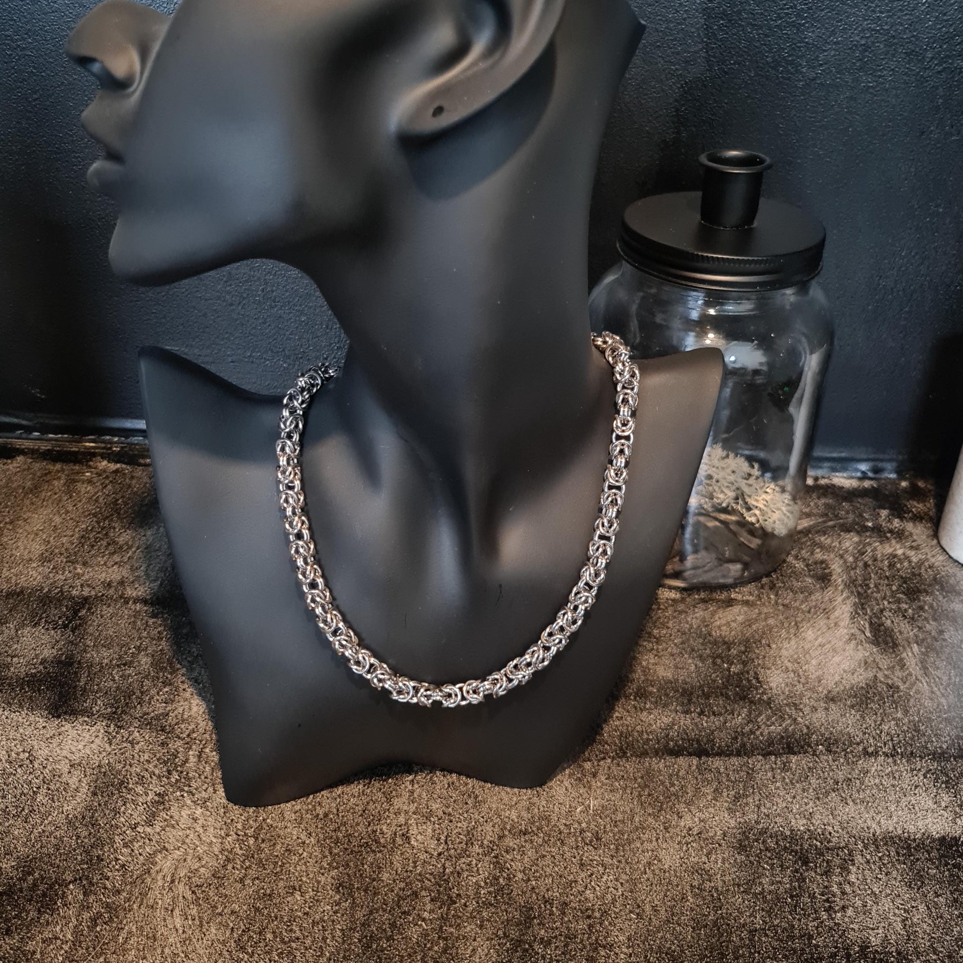 Handmade Stainless Steel Byzantine Chainmail Necklace: Gothic Unisex Jewelry