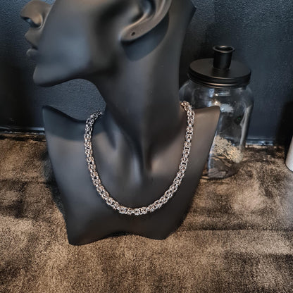 Handmade Stainless Steel Byzantine Chainmail Necklace: Gothic Unisex Jewelry