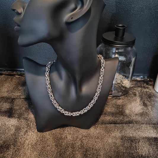 Handmade Stainless Steel Byzantine Chainmail Necklace: Gothic Unisex Jewelry