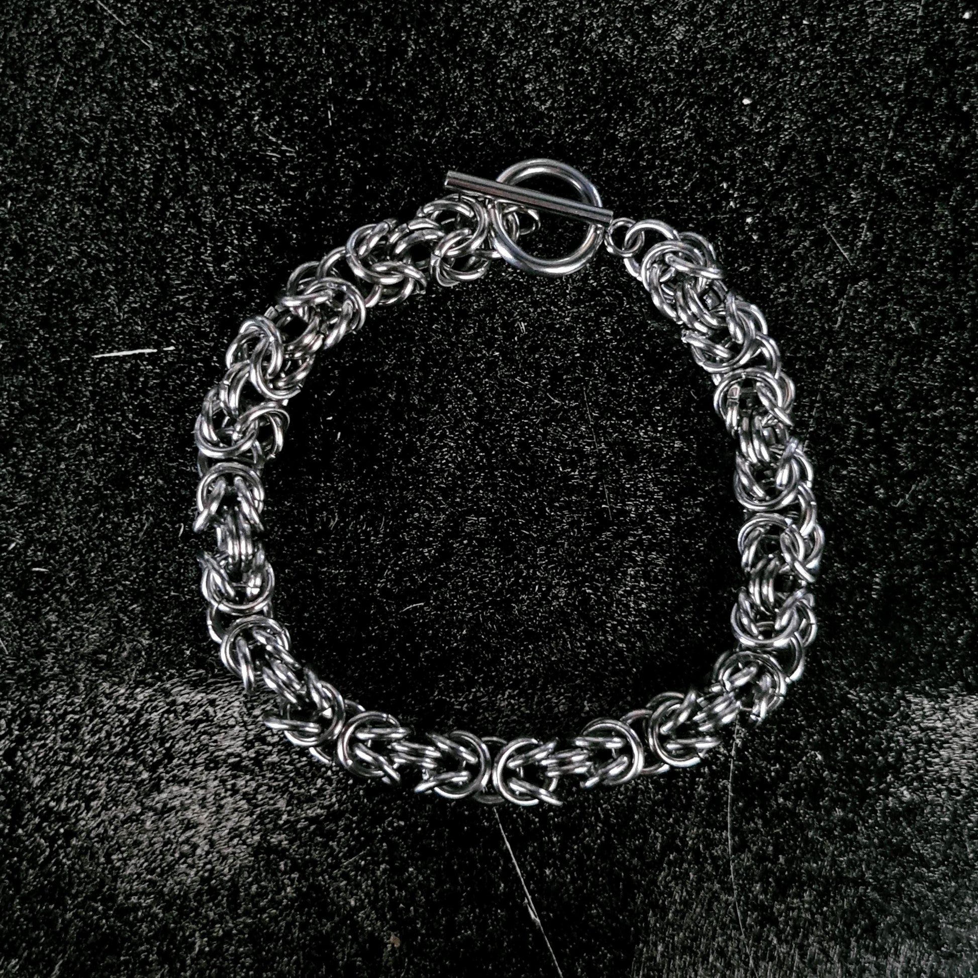 Handmade Stainless Steel Byzantine Chainmail Bracelet: Gothic Unisex Jewelry