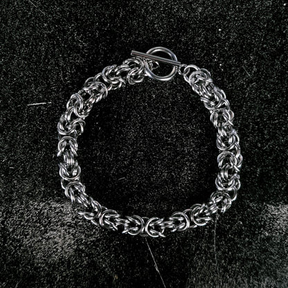 Handmade Stainless Steel Byzantine Chainmail Bracelet: Gothic Unisex Jewelry