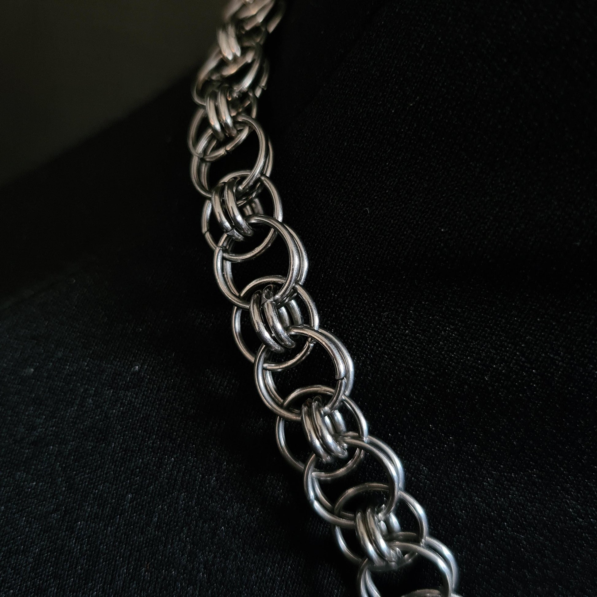 Gothic Chainmail Necklace: Spiked Cross Pendant, Stainless Steel