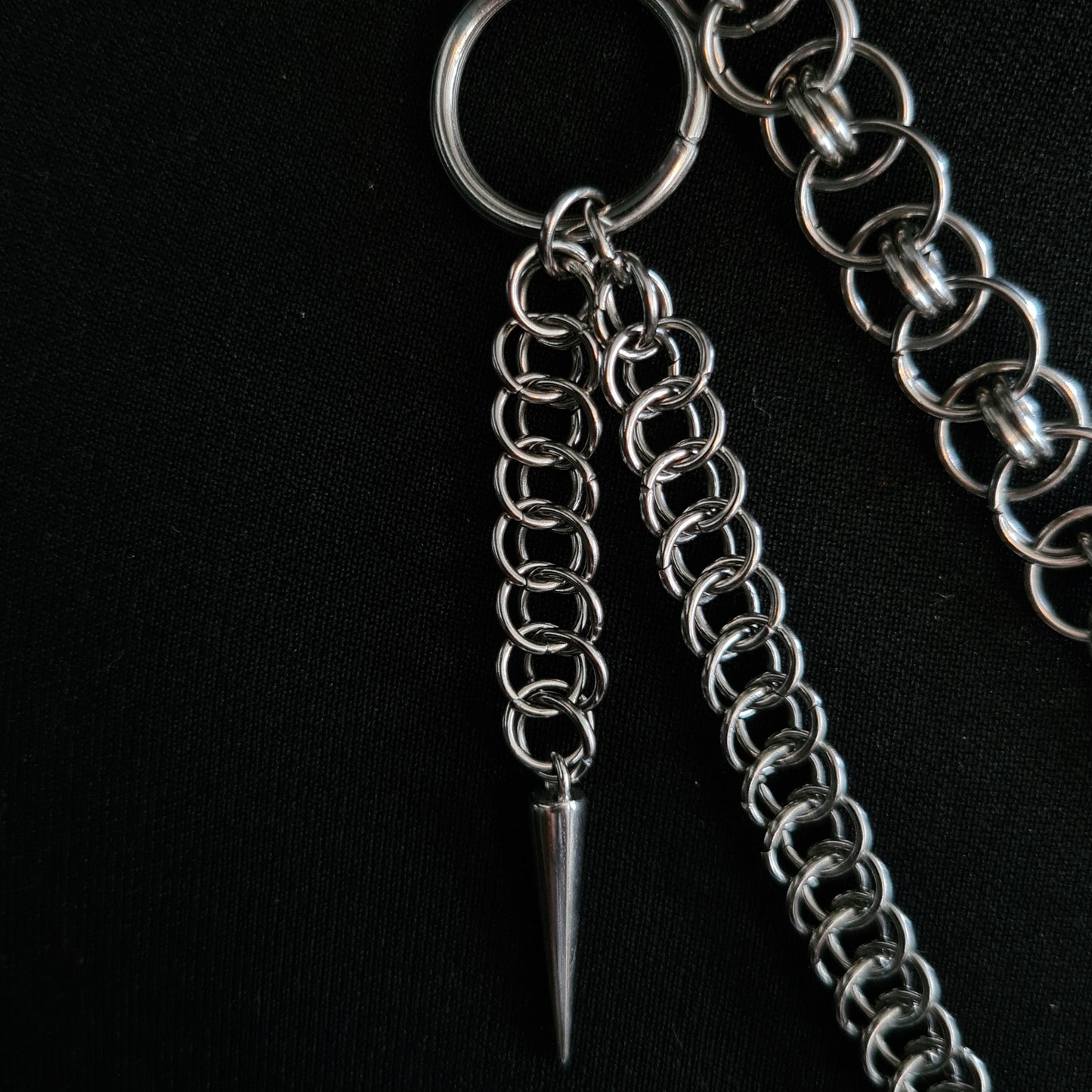Gothic Chainmail Necklace: Spiked Cross Pendant, Stainless Steel