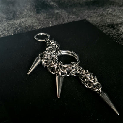 Handmade Spiked Unisex Gothic Earrings - Alternative Dark Punk Industrial Stainless Steel Chainmail Jewelry