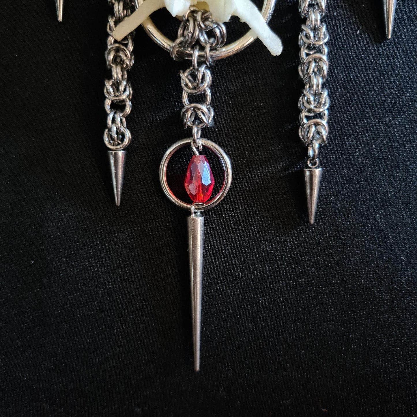 Fox Bone Chainmail Choker: Gothic Spiked Statement Necklace