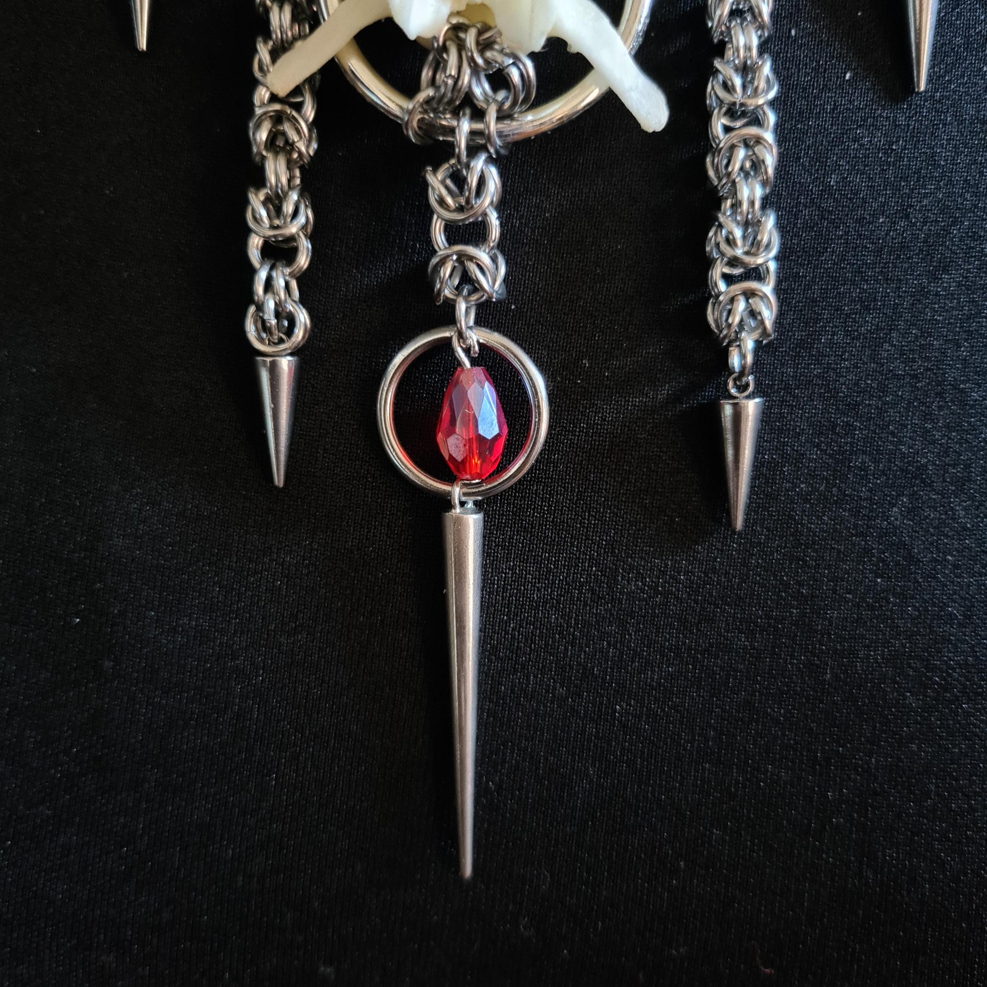Fox Bone Chainmail Choker: Gothic Spiked Statement Necklace