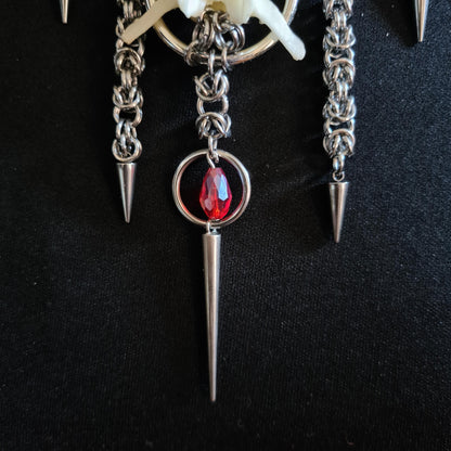 Fox Bone Chainmail Choker: Gothic Spiked Statement Necklace