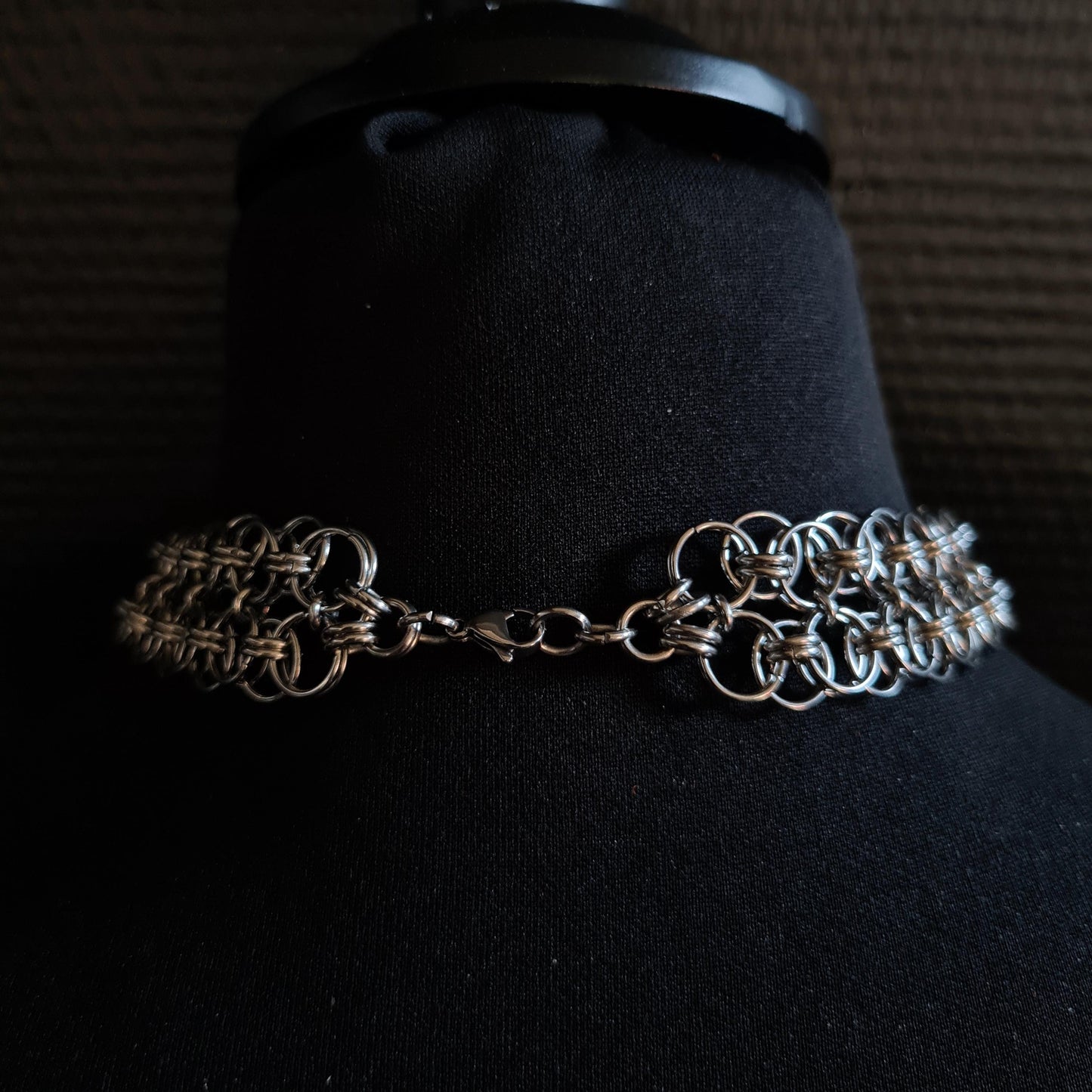 Fox Bone Chainmail Choker: Gothic Spiked Statement Necklace