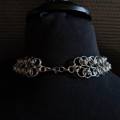 Fox Bone Chainmail Choker: Gothic Spiked Statement Necklace