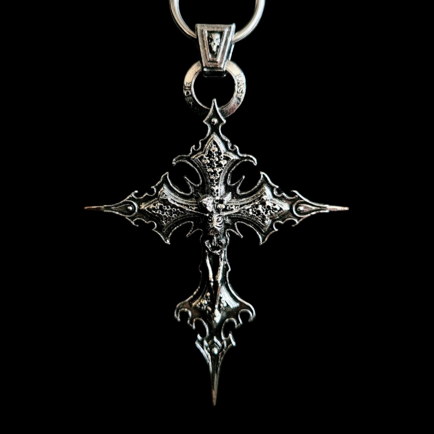 Gothic Chainmail Necklace: Spiked Cross Pendant, Stainless Steel
