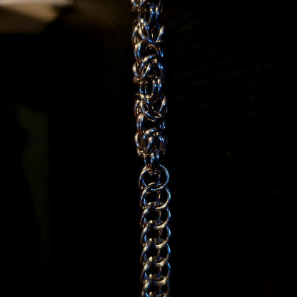 Handmade Chainmail Necklace - Stainless Steel Byzantine + Half Persian Weave Statement Jewelry - Unisex Artisan Gift