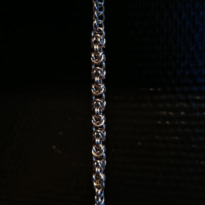 Handmade Chainmail Necklace - Stainless Steel Byzantine + Half Persian Weave Statement Jewelry - Unisex Artisan Gift