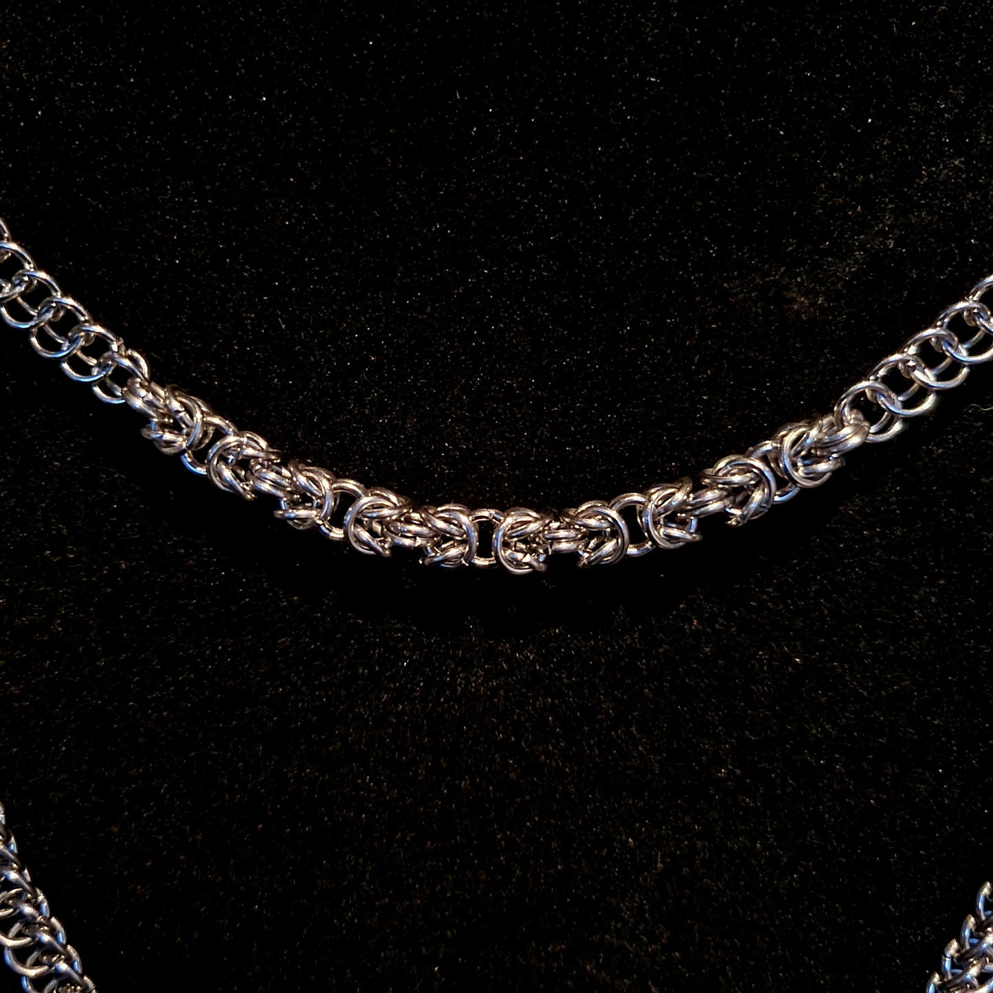 Handmade Chainmail Necklace - Stainless Steel Byzantine + Half Persian Weave Statement Jewelry - Unisex Artisan Gift