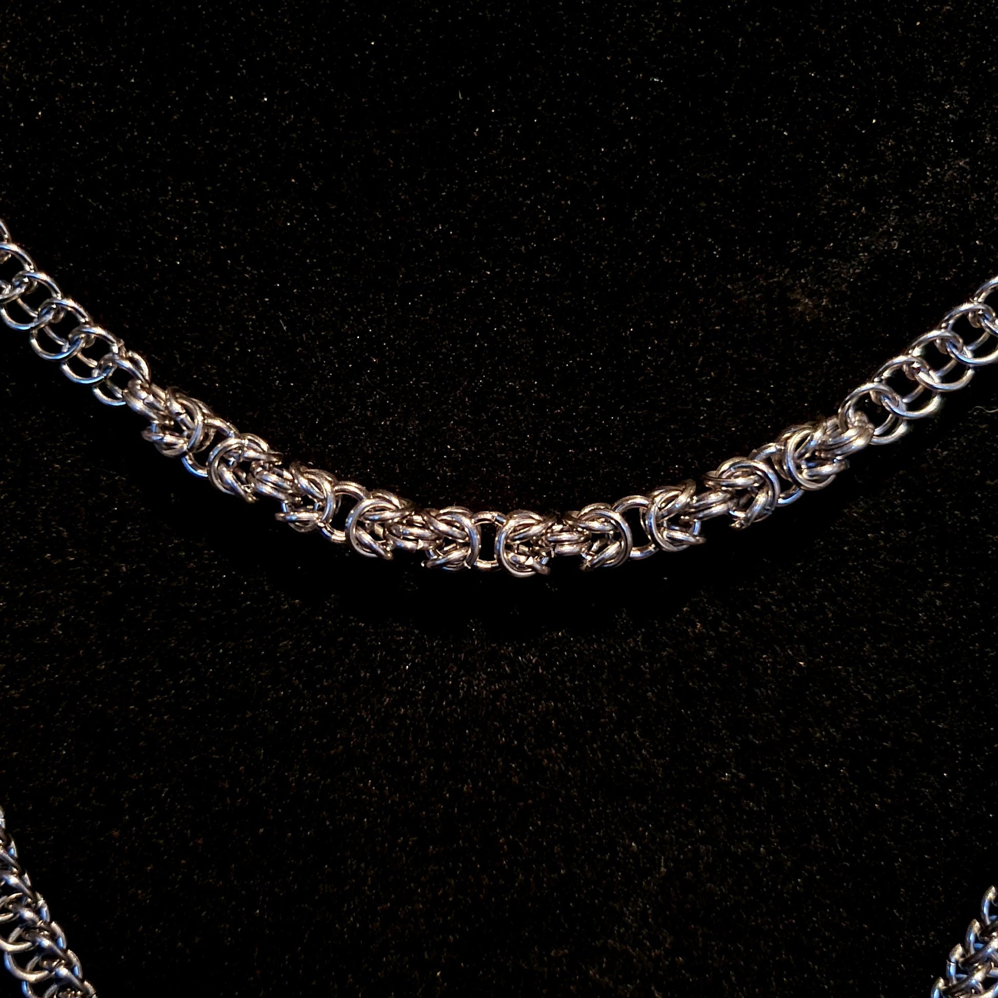 Handmade Chainmail Necklace - Stainless Steel Byzantine + Half Persian Weave Statement Jewelry - Unisex Artisan Gift