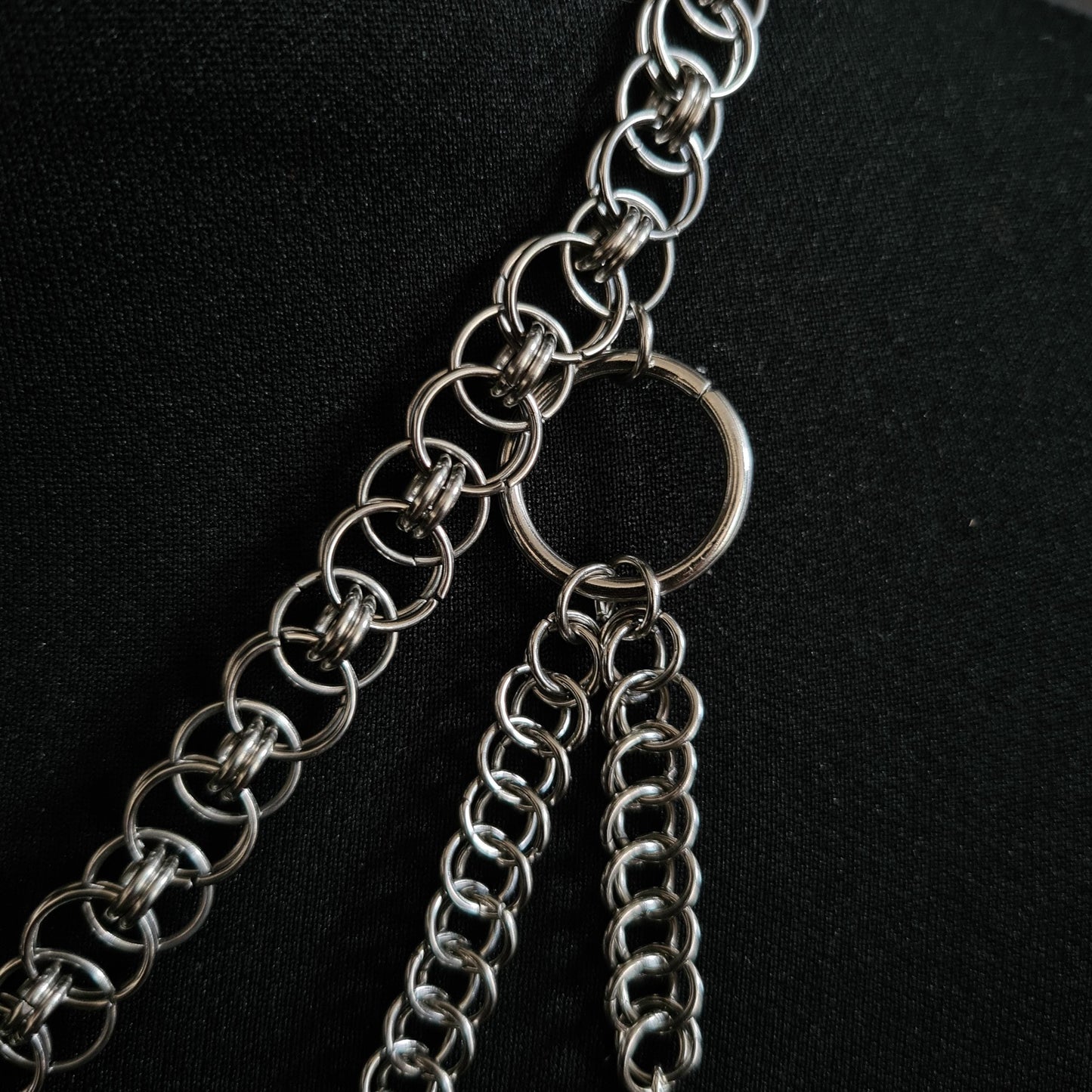 Gothic Chainmail Necklace: Spiked Cross Pendant, Stainless Steel