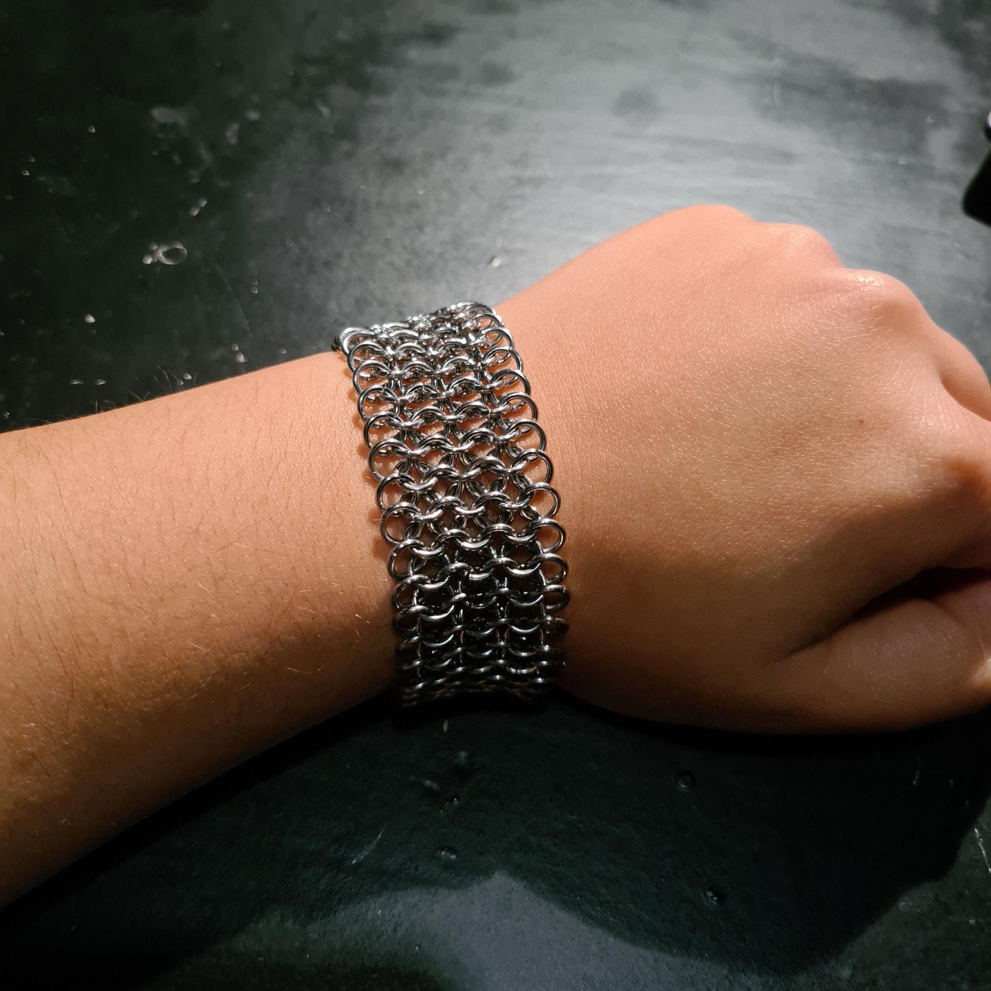 Handmade Stainless Steel European 4-1 Chainmail Bracelet: Gothic Unisex Jewelry