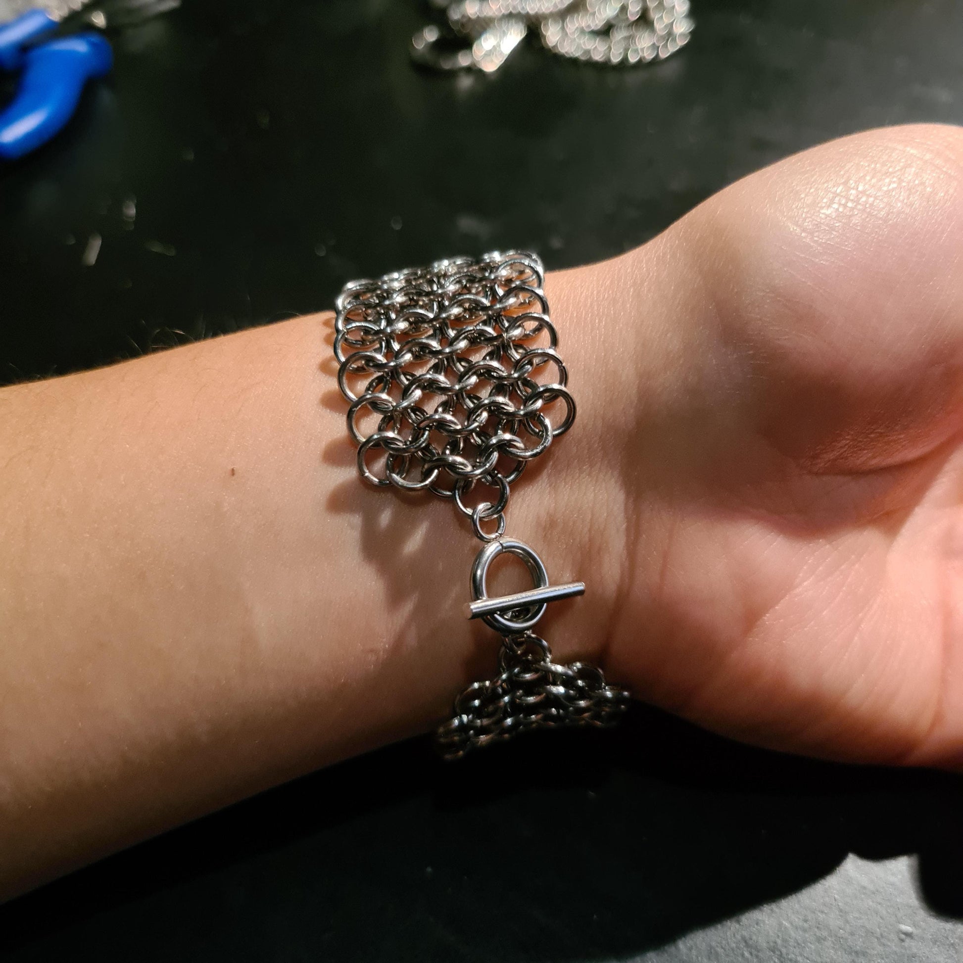 Handmade Stainless Steel European 4-1 Chainmail Bracelet: Gothic Unisex Jewelry