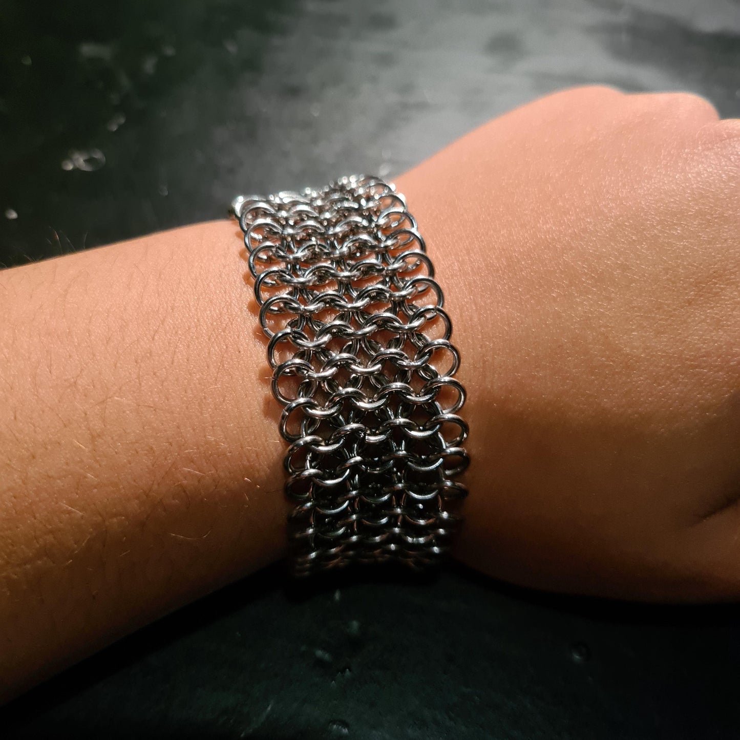Handmade Stainless Steel European 4-1 Chainmail Bracelet: Gothic Unisex Jewelry